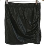 SheIn Faux Leather Ruched Black Asymmetrical Pencil Skirt - Size XL/12 NWT Photo 2