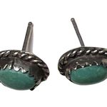 Vintage Sterling Silver Natural Turquoise Post Earrings Photo 2