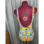 Jantzen one piece swimsuit floral high cut green yellow orange bright Photo 3