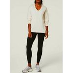 Spanx  AirEssentials Brushed Tunic Cream Heather V-Neck Sweater Fleece Sweatshirt Photo 6