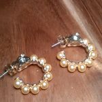 Golden Shell Pearl and Leopard Lock Goldtone Half Hoop Earrings Photo 6