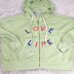 Wildfox Love Life Kinley Hoodie Cropped Jacket Zip Front Green Size Small New Photo 5