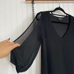 Lulus  Womens Shifting Dears Black Long Sleeve V-Neck Mini Dress Size Small Photo 2