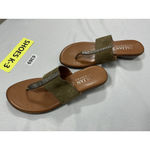 Italian Shoemakers Womans Italian Shoe Makers Slipon Thong Sandals 10 Brown Wedge Heel Rhinestones Photo 2