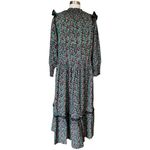 Roberta Roller Rabbit ROLLER RABBIT Maxi Dress Etoiles Delfia Black Starry Print Shift Long Sleeves S Photo 10