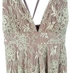 Lulus NWT Lace Up Back Lace Maxi Dress Deep V Neck High Slit Blush Pink Size XS Photo 7