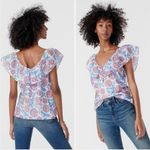 J.Crew  Ruffle V-Neck Top Floral M Photo 1