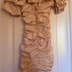 Oh Polly  Cream Bodycon Mini Dress with Puff Sleeves Photo 3