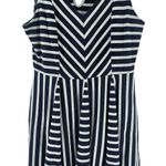 Saturday Sunday Anthropologie Striped Sleeveless Keyhole ALine Dress Medium Blue Photo 0