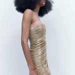 ZARA dress mini wrap sleeveless golden bodycon fitted party coctail wedding Photo 8