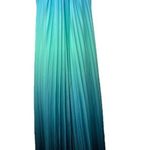 Women Gradient Pleated Sleeveless‎ Halter Neck Dress Green Maxi Size Small Photo 4