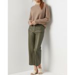 Anthropologie MAEVE x  Colette Cropped Wide Leg Faux Leather Pants, Moss, 33T Photo 4