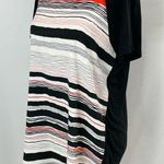 NYDJ New Striped Woven Front Solid Knit Back Short Sleeve Top Size Small Photo 7