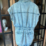 BLANK NYC  denim romper utility short sleeve button down pockets acid light wash Photo 4