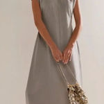 Free People Beach Beige Midi Cotton Dress(Size Medium) Photo 0