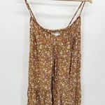 Old Navy Dress Women SMALL Camel Brown Floral Print Sleeveless Cami Tank Mini Photo 0