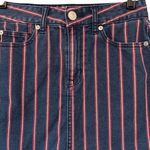 American Eagle Blue Super Stretch Red & White Striped Mini Jean Skirt, Sz 2 Photo 2