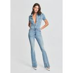 NWT SER.O.YA Fallon XXS Bayside Denim Flare Jumpsuit Button Photo 4