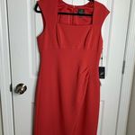 Adrianna Papell  red square neck cap sleeves sheath dress‎ size 12 wedding guest Photo 0