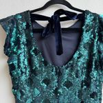 ZARA  Sequin Teal Black Blue Mini Party New Years Cocktail Bow Back Dress Small Photo 3