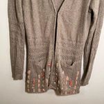 Mystree Cardigan Sweater Beige Floral Scarf Hem Photo 4