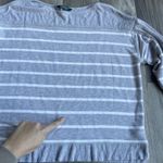 Ralph Lauren Lauren Women's L Gray Striped Boatneck Top Baggy Oversized Lounge Photo 7