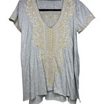 Johnny Was  Gray Kemi Knit Drape Short Sleeve Blouse Top Embroidered Women's M? Photo 0