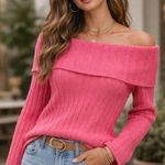 The Limited  Y2K Pink Off Shoulder Mohair Blend Sweater Whimsical Size L Photo 0