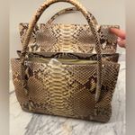 Nancy Gonzalez Brown Satchel with Exotic Python Snakeskin Photo 5