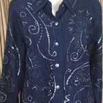 Victor Costa Vintage Beaded Denim Jeans Jacket Blue Size M Photo 0