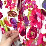 Eliza J 1950's Themed Pink Floral Collared Button Flare Skirt Midi Dress Size 0 Photo 4