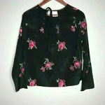 Lucca Couture Lucca Black Embroidered Long sleeve top‎ Sz S Photo 6