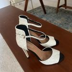 Topshop rebel white leather stingray textured peep toe ankle strap sandal heels Photo 3