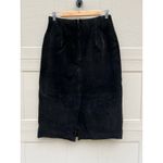 wilson's leather Vintage 90s  Black Suede Leather Pencil Skirt Button Snap Size 14 Photo 1