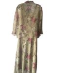 Virgo Petite M Vintage 90s Green Floral Chiffon Church Feminine Maxi Dress Size M Photo 7