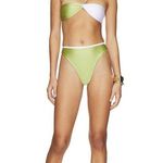 Camila Coelho NWT Talita High Waist Bottom Celery Green & White  $78 XS Revolve Photo 2