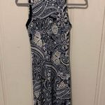 H&M Blue & White Paisley Print Lace Trim High Neck Bodycon Career Work Dress XS Photo 0