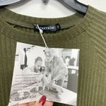 Women's Long Sleeve Medium Olive Green Midi Sweater Dress Ribbed High Waist Photo 3