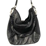 Loeffler Randall  Black Soft Pebbled Leather Studded Hobo Shoulder Bag Photo 0