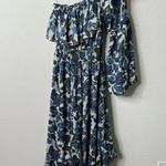 MISA Los Angeles x REVOLVE Vola Dress Flora Azulia Ome Shoulder Blue Metallic XS Photo 4