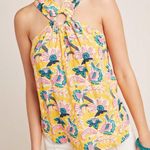 Anthropologie Maeve Mica Sleeveless Blouse Yellow Floral Halter Neck Size 4 Photo 0