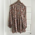 MELLODAY  Paisley Ruffle Blouse Tan Brown Size L Photo 7