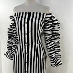Anna October Off the Shoulder Stripe Dress Black White Midi Ruffle Sleeves Size undefined Photo 1