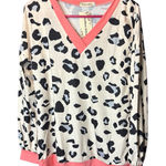 Southern Stitch Leopard Print V-Neck Top with Coral Accents Photo 0