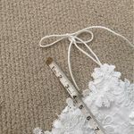 Elegant White Lace Midi Dress Adjustable Tie Straps Women’s Size Medium Like New Photo 4