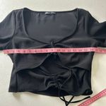 ZARA  Black Ruched Tie-Front Long Sleeve Crop Top | Adjustable Drawstring | Size Photo 4
