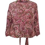Jones New York  Women's Long Sleeve Button-Up Ties Pink‎ Green Paisley Size L Photo 1