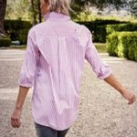 Frank & Eileen Joedy Long Sleeve Button Down Striped Cotton Shirt Pink XS Photo 1