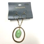 Massini Womens Necklace Earrings Set Green Stone Gold Boho Statement Jewelry Photo 4