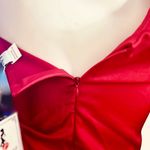 Halfisland Womens Dress Red Spaghetti Strap Ruched Bodycon Satin Silky Size L Size L Photo 8